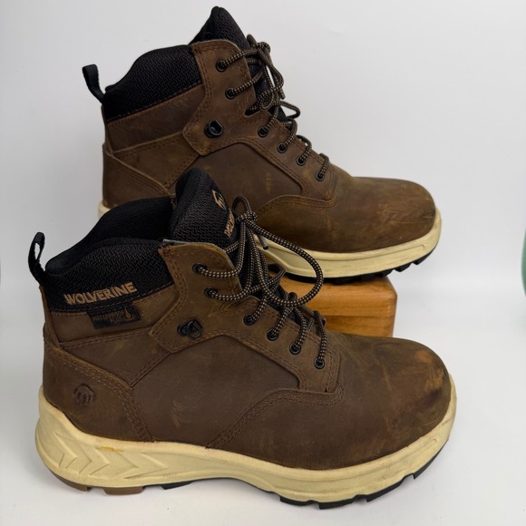 Wolverine Mens 9M ShiftPlus Mid LX WP Work Safety Boots Brown Leather W201156